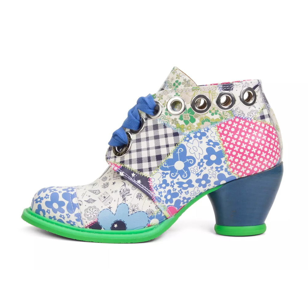 JOHN FLUEVOG East End Pandora Ankle Boot with Eyelets Patchwork - Picture 3 of 7